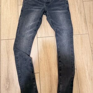Men's skinny black wash pattern jeans